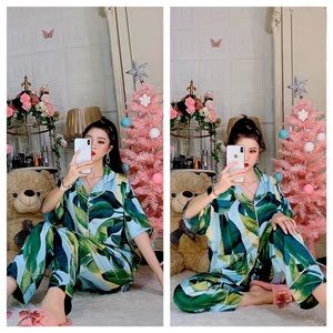 High quality silk/satin and polyester pyjamas set